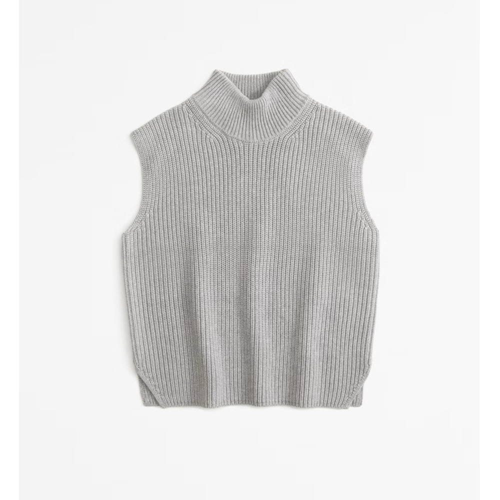 Abercrombie & Fitch Gray Sleeveless Turtleneck Sweater
